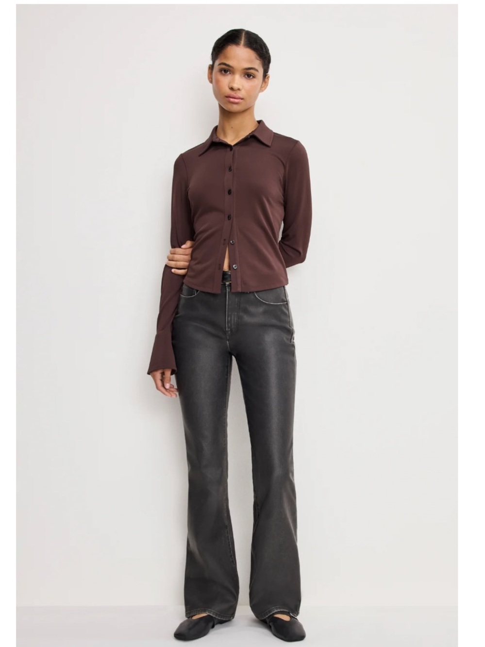 NWT Good American Good Classic Bootcut Faux Leather Pants- Black001